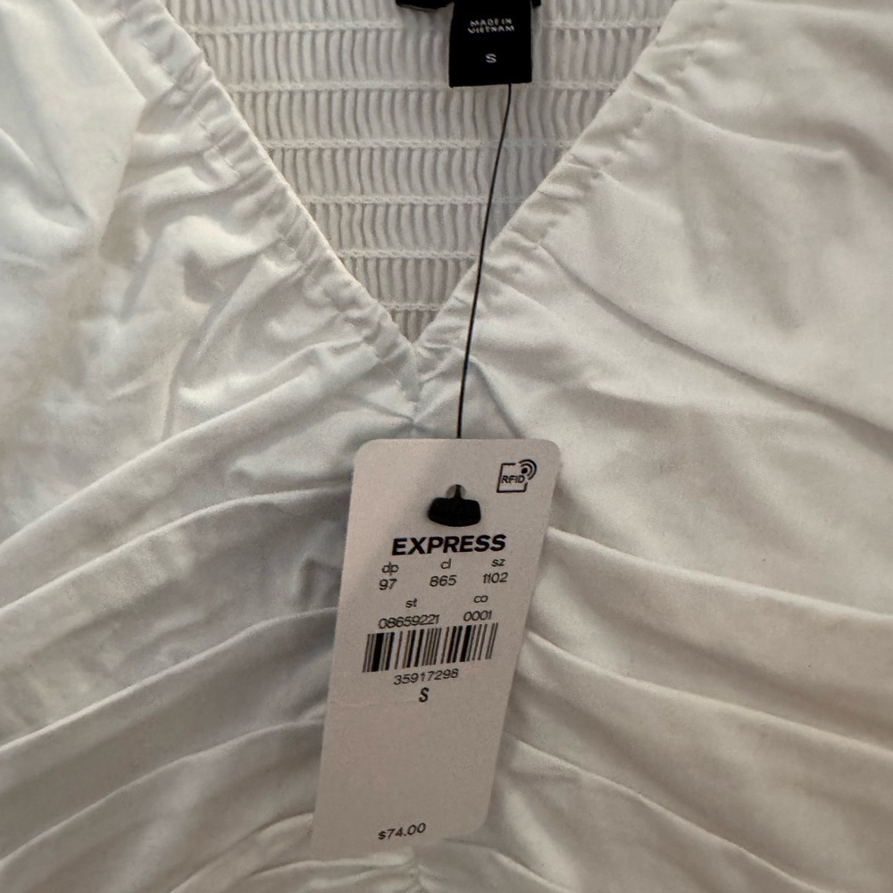 Express White Ruched Blouse - Picture 3 of 3